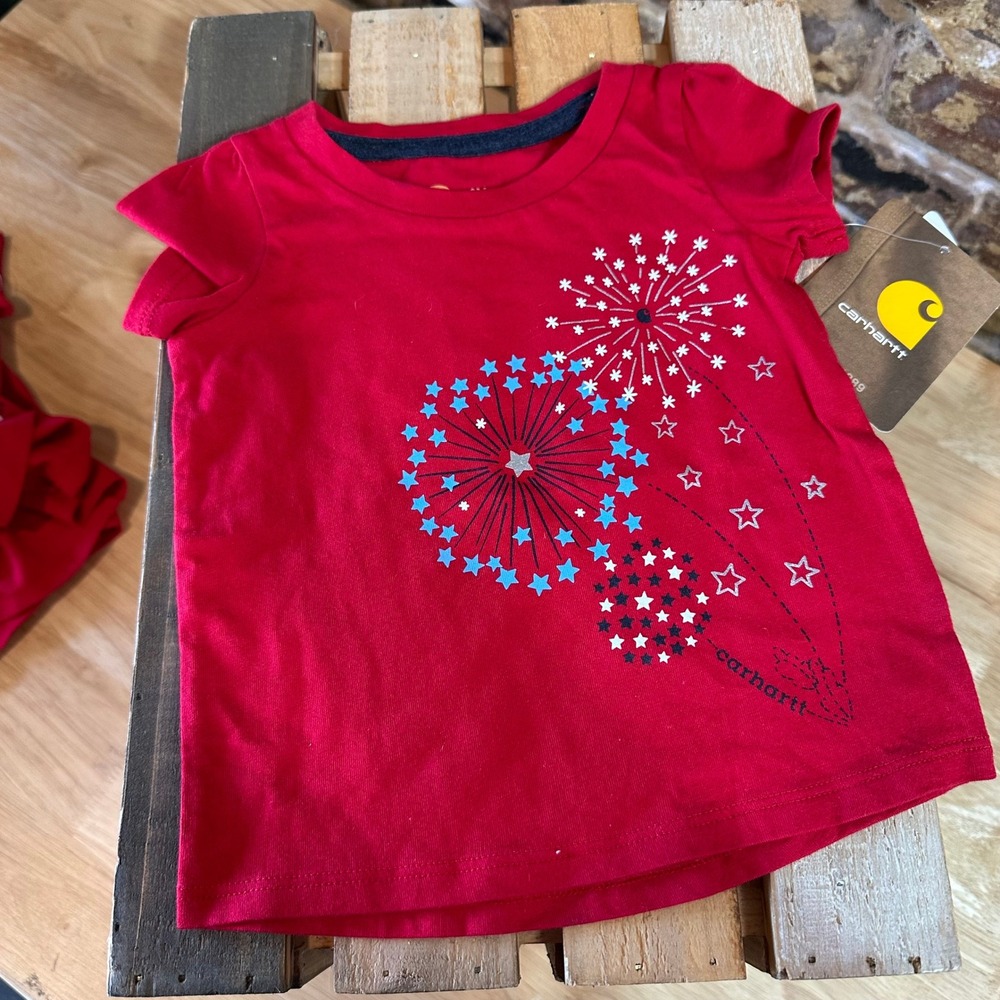 Carhartt Girls Size 6M Short Sleeve logo t-shirt Red NEW 6 Months